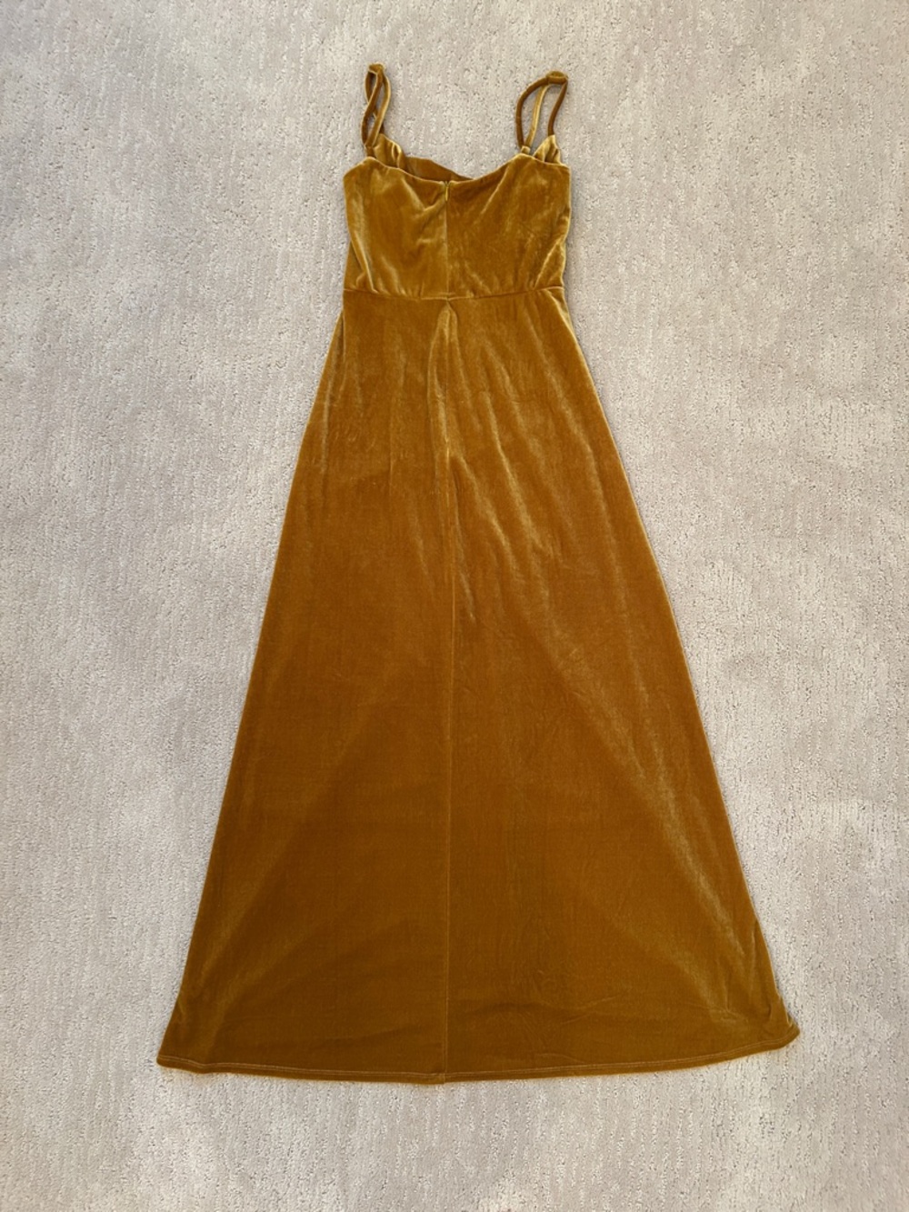 Zara Gold Velvet Ruched Maxi Slip Dress - Picture 6 of 6